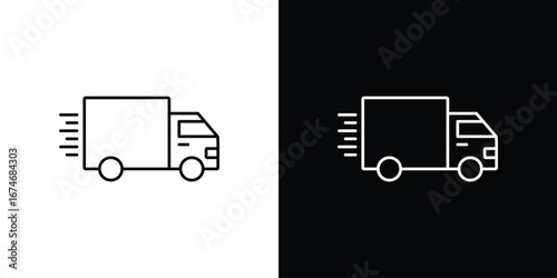 Moving truck icon. Isolated Line Icon.