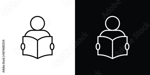 Book open reader icon. Isolated Line Icon.