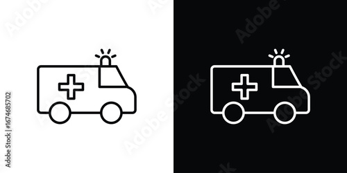 Ambulance icon. Isolated Line Icon.