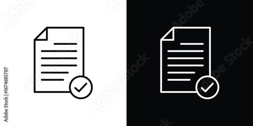 Accept document icon. Isolated Line Icon.