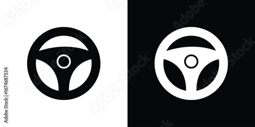 Steering wheel icon. filled flat sign for mobile concept and web