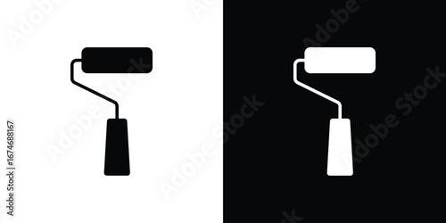Paint roller icon. filled flat sign for mobile concept and web