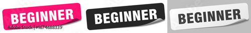 beginner sticker. beginner sticker set on white background