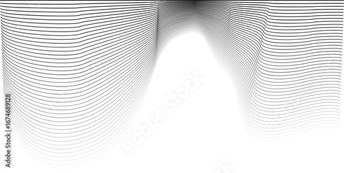 Dynamic wavy lines sweep across the composition, forming a gradient of opacity that enhances movement.
