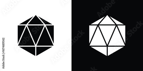 Dice d20 icon. filled flat sign for mobile concept and web