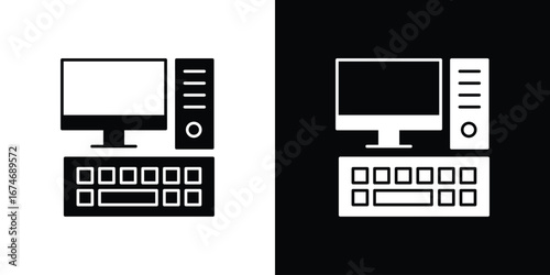 Computer icon. filled flat sign for mobile concept and web
