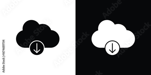 Cloud download icon. filled flat sign for mobile concept and web