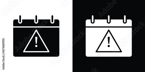 Calendar exclamation icon. filled flat sign for mobile concept and web