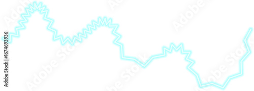 Abstract neon zigzag line with a wiggly, freeform structure, resembling an erratic electric current.