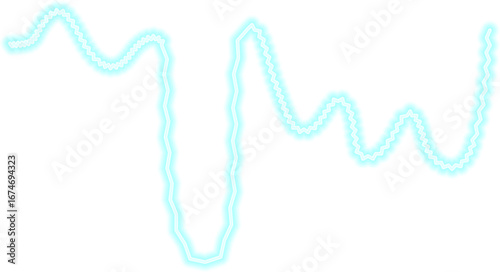 Abstract neon zigzag line featuring a thin, flowing sketch, simulating a natural electric motion.