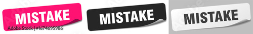 mistake sticker. mistake sticker set on white background
