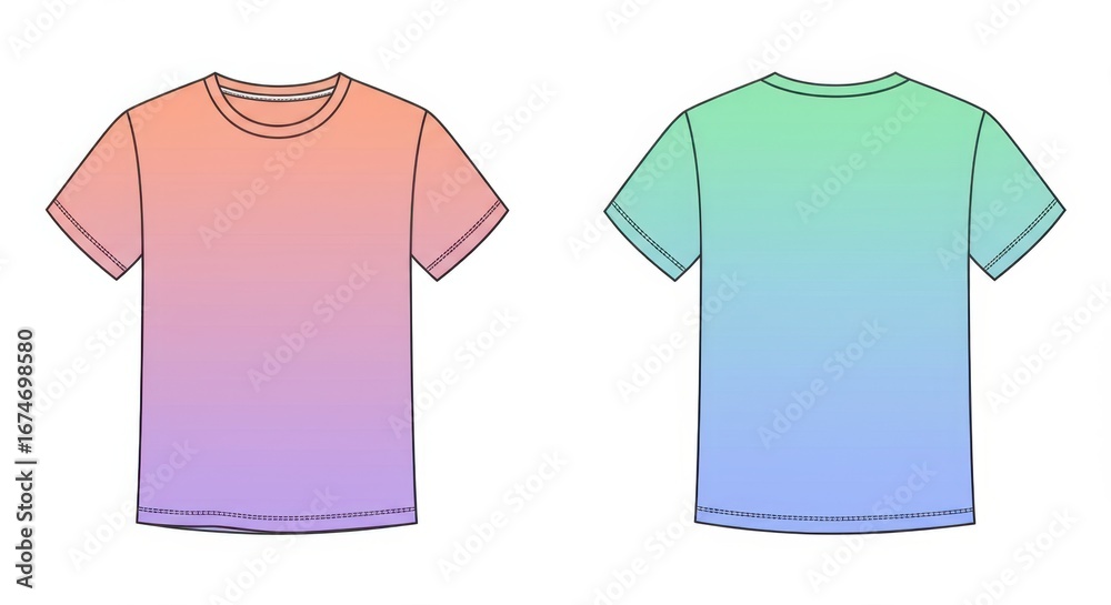 Naklejka premium Gradient T Shirt Set with Different Pastel Colors