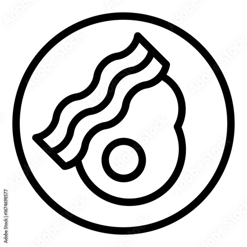 bacon egg breakfast icon line