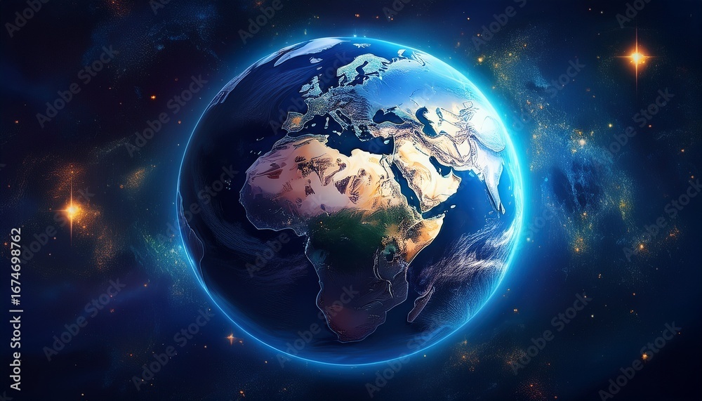 Obraz premium earth from space blue planet stars universe globe