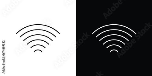 Wifi icon. Minimalistic sign drawn with black and white lines