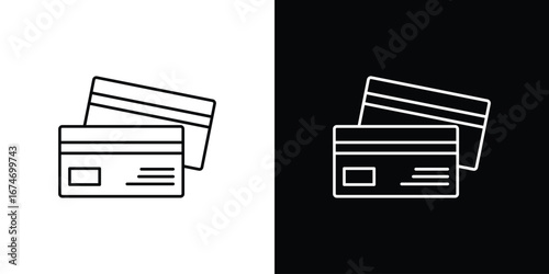 Credit card icon. Minimalistic sign drawn with black and white lines