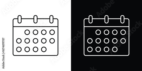 Calendar icon. Minimalistic sign drawn with black and white lines