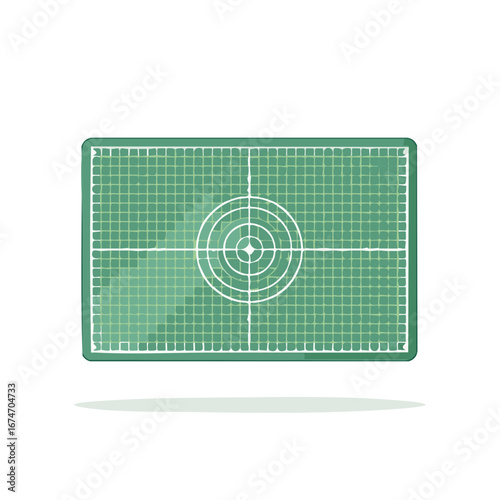 Green Cutting Mat with Circular Target Grid for Crafting and Precision Work
