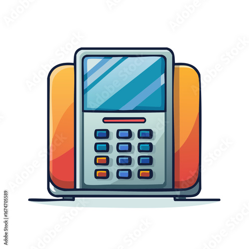 Retro Style Digital Payment Terminal with Orange Side Panels