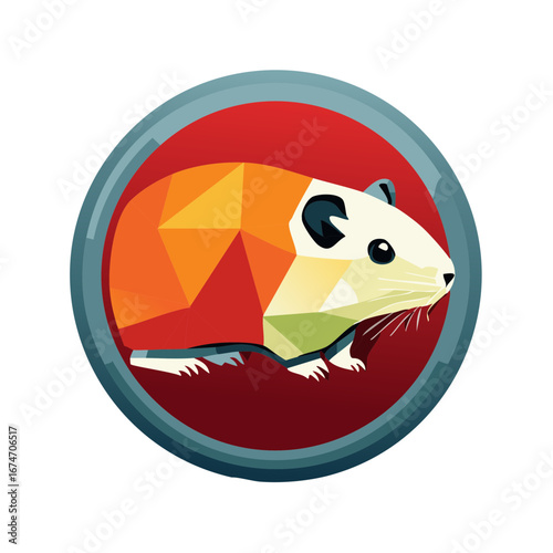 Geometric Hamster Icon Vector Illustration Rodent Low Poly Design