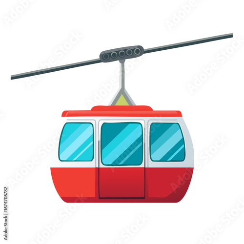 Modern Red Gondola Cabin Illustration for Ski Lift and Mountain Travel