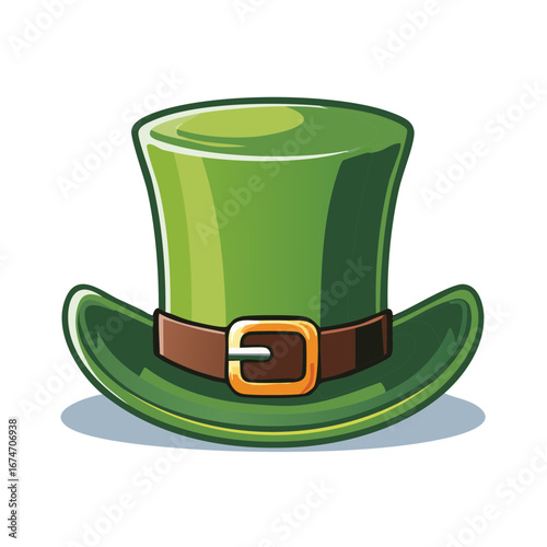 Isolated Green Leprechaun Hat with Buckle, Symbol of Luck, St. Patrick's Day Celebration