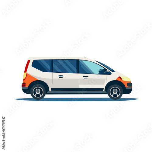 Modern family minivan car side profile vector illustration isolated for transport concept