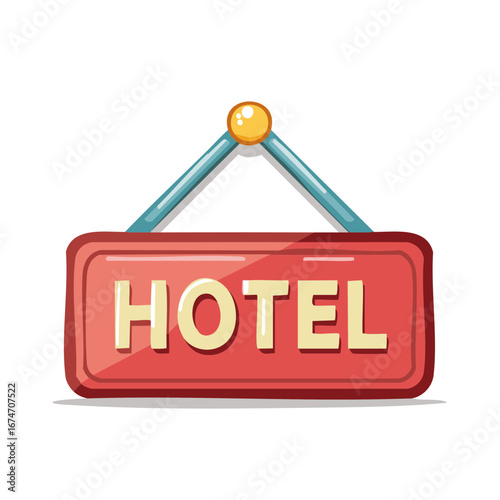 Vibrant Illustrated Hotel Sign Symbol for Accommodation and Travel Services