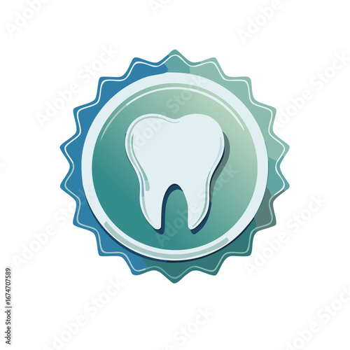 Clean Tooth Inside a Blue and Green Circular Badge Emblem