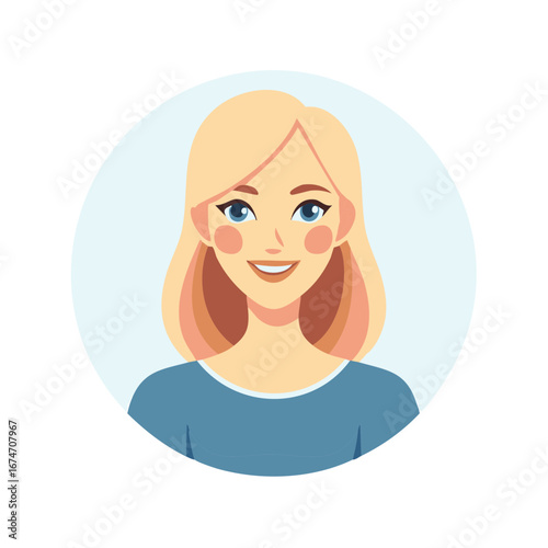 Smiling young woman with blonde hair vector avatar illustration