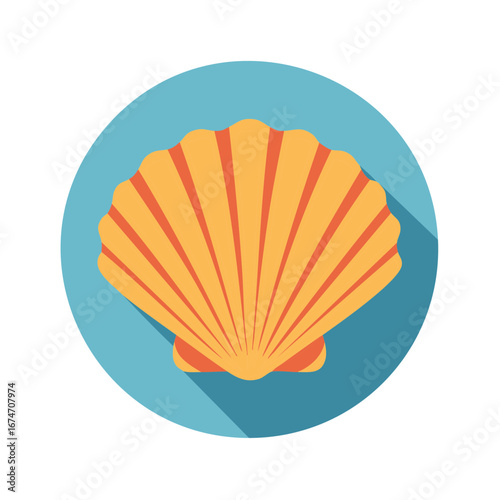 Illustration of a Seashell in a Circle Design