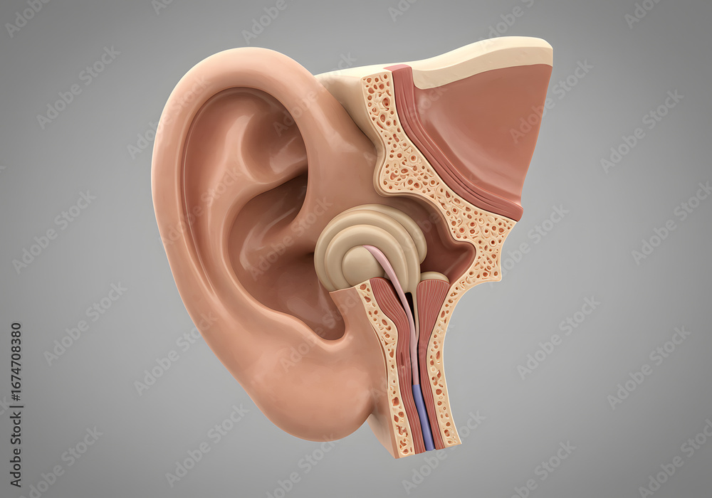 Fototapeta premium Human ear internal anatomy illustration