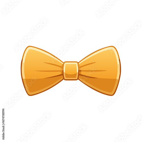 Illustrated yellow bow tie icon, elegant accessory, isolated on white background.
