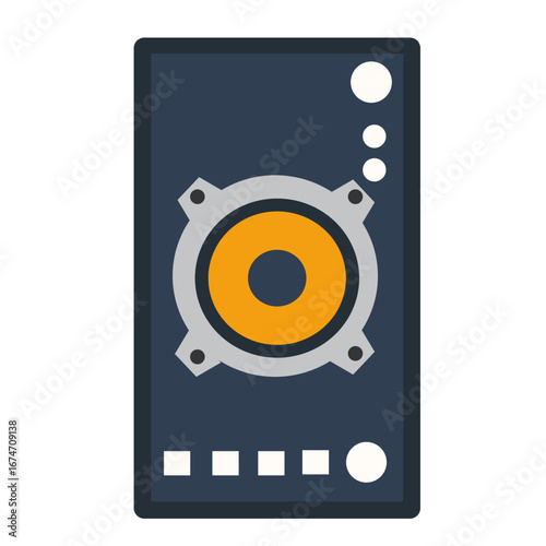 Modern speaker design showcasing vibrant colors and sleek lines, ideal for music enthusiasts