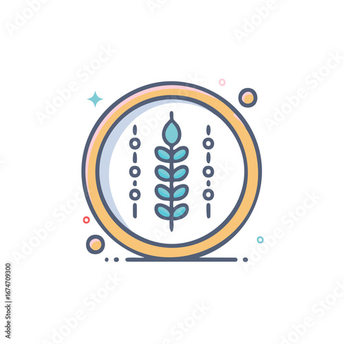 Cereal Crop Circle, Agriculture Icon, Wheat Stem Symbol, Grains Crop Emblem