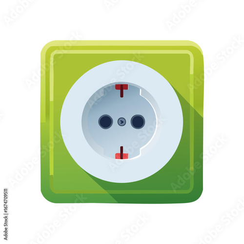 Electrical Outlet, green power symbol, plug socket illustration, modern energy concept, sustainable resources, electric appliance