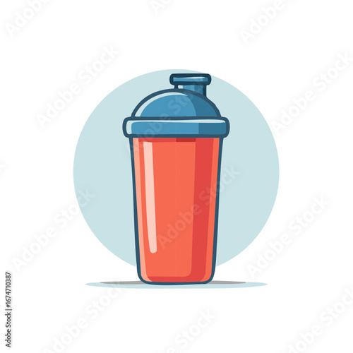 Red and blue fitness shaker bottle for healthy drinks and protein shakes