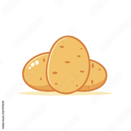 Cartoon Potatoes Illustration Vegetables Farm Fresh Produce Food Staple