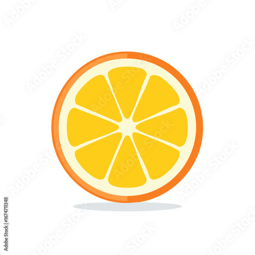 Fresh orange slice with bright yellow segments and white rind