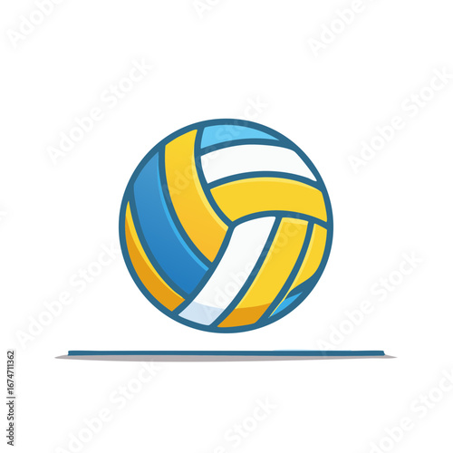 Colorful cartoon volleyball illustration with vibrant colors and shadow