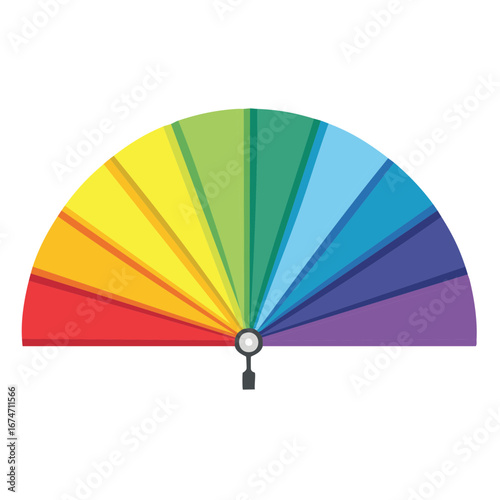 Vibrant Rainbow Colored Hand Fan Illustration, Pride Colors Celebration Concept