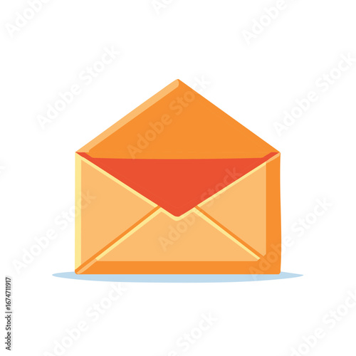 Orange open envelope vector illustration for mail and correspondence