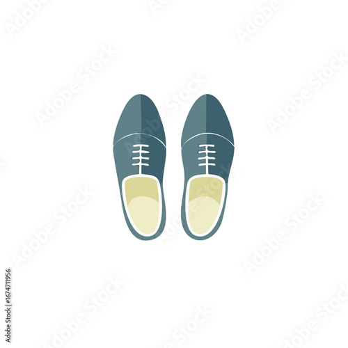 Classic Blue Dress Shoes with White Laces Viewed from Above