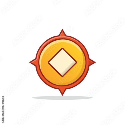 Stylized Compass Symbol with Diamond Shape Center