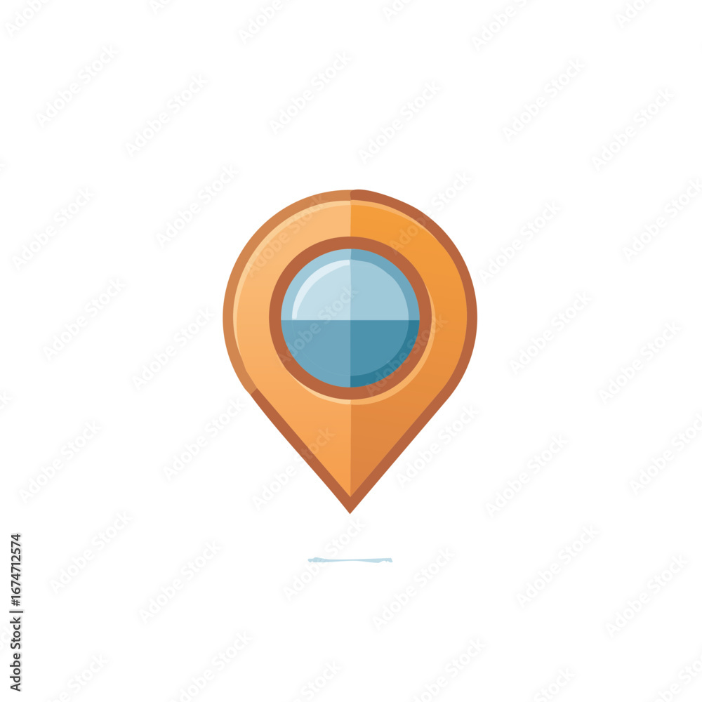 Fototapeta premium Orange and Blue Location Pointer Icon for Mapping Navigation Systems