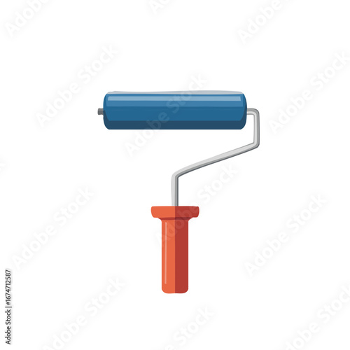 Paint Roller Tool With Blue Roller and Orange Handle For Home Renovation