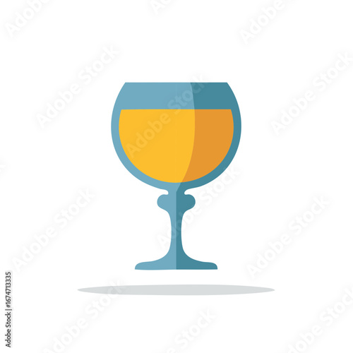 Elegant wine glass icon filled with golden liquid for sophisticated menus and bar promotions