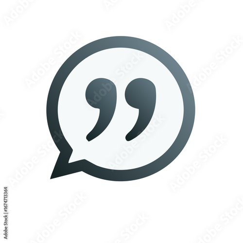 Speech bubble icon with quotation marks for text and communication concepts