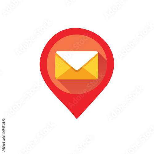 Free Download Email icon in map marker shape with red and orange tones for digital navigation - GFXLoad