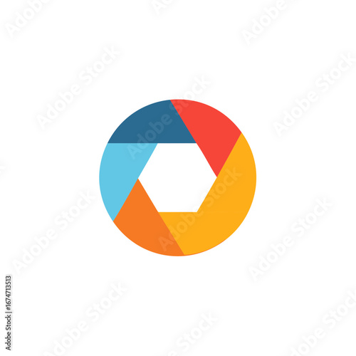 Free Download Colorful abstract aperture blades forming a geometric circle shape with a hexagonal opening - GFXLoad